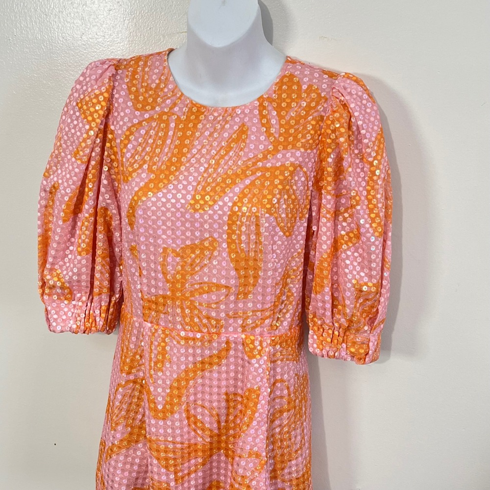 STINE GOYA CELINA DRESS - STROKE FLOWER - ATTERLEY IN PINK Women's Medium - Picture 3 of 5
